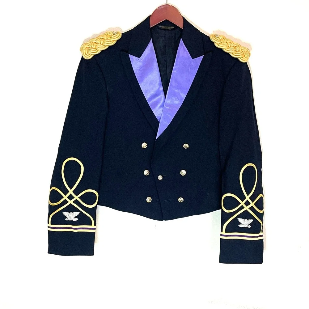 Marlow White Military Mess Dress Jacket 44R Purple Lapel Gold Epaulettes USA Men